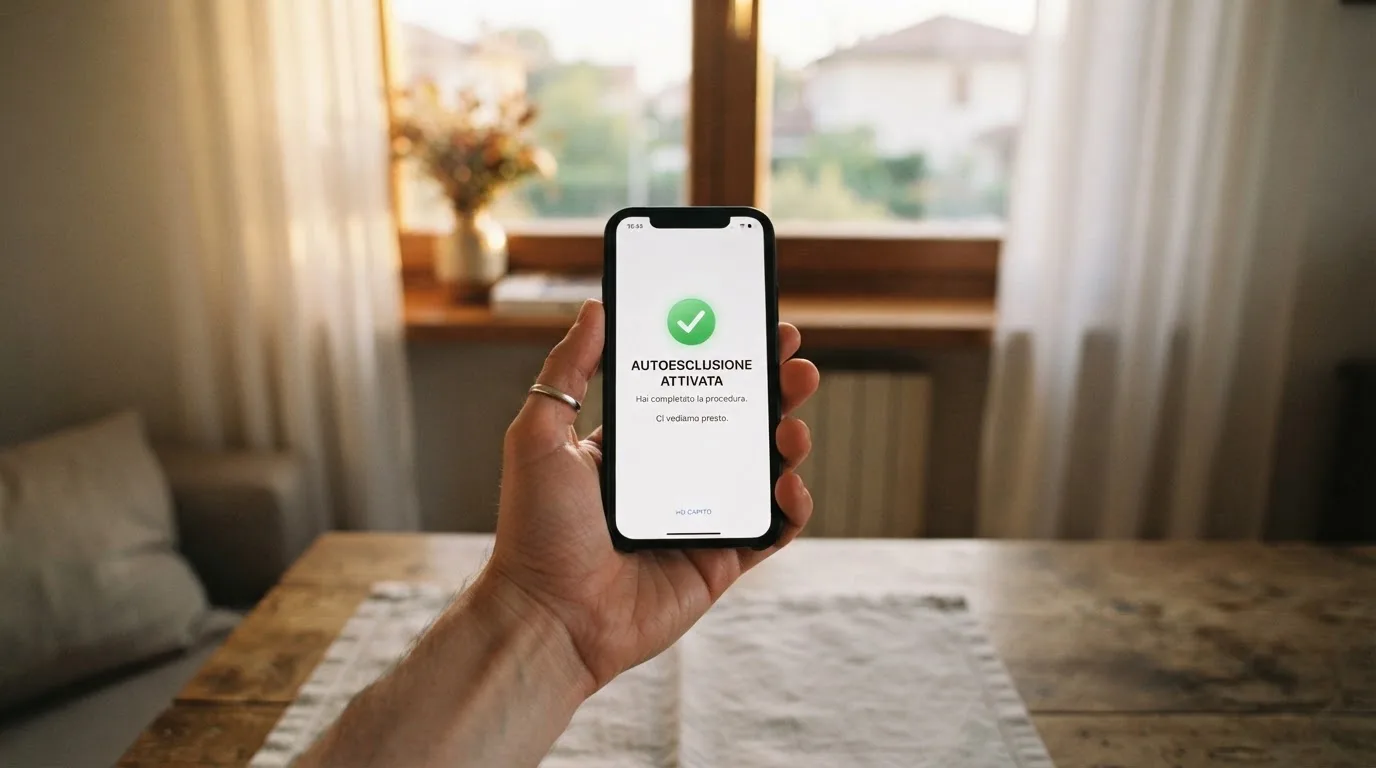 Mano che tiene uno smartphone accanto a una finestra, luce serale tranquilla — casino online con cie