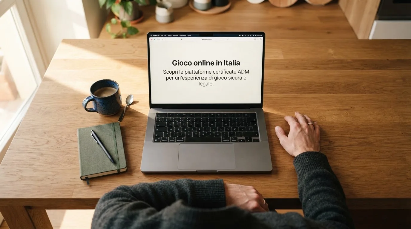 Persona davanti a un portatile che legge una pagina informativa sul gioco online in Italia — casino online senza registrazione